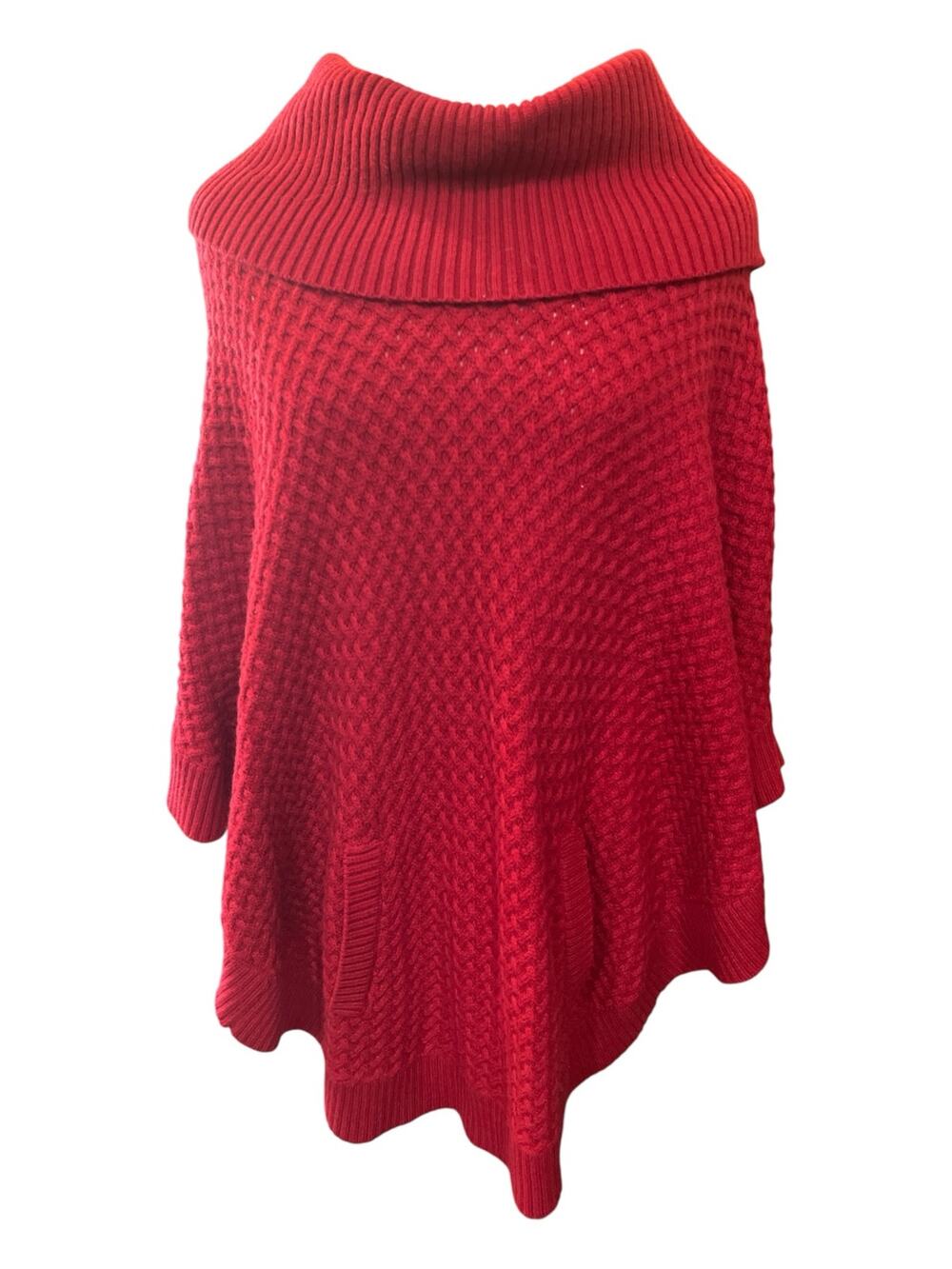 Talbots cape/Poncho-Women-L-Red/Nylon/Lambswool textured-kangaroo pockets-15